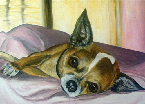 chihuahua in bed pet_portrait_painting