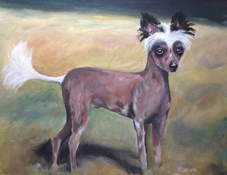 chinese_crested_pet_portrait painting
