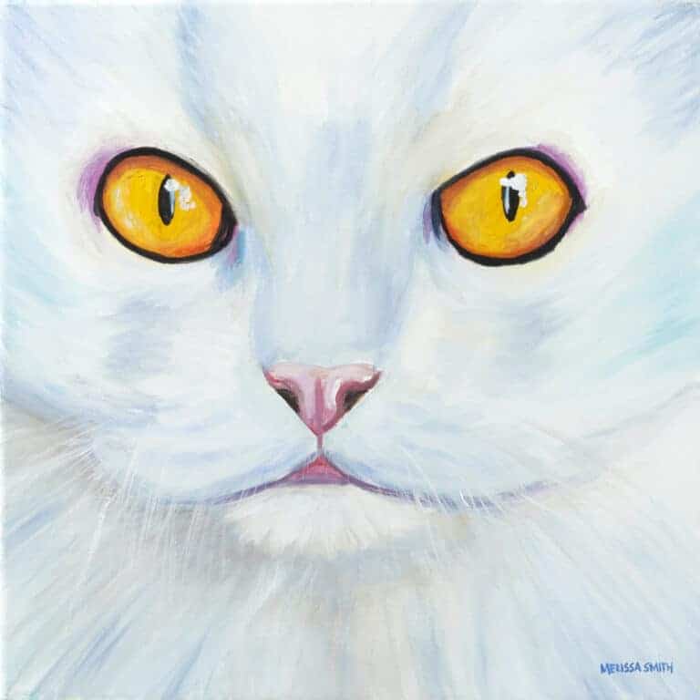 Custom portrait of white Persian cat pop art style