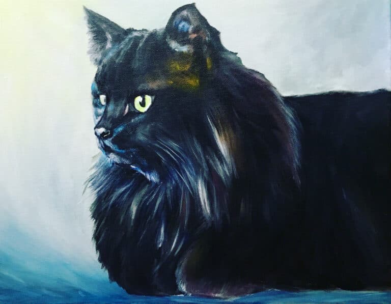 black-longhairedcatpainting