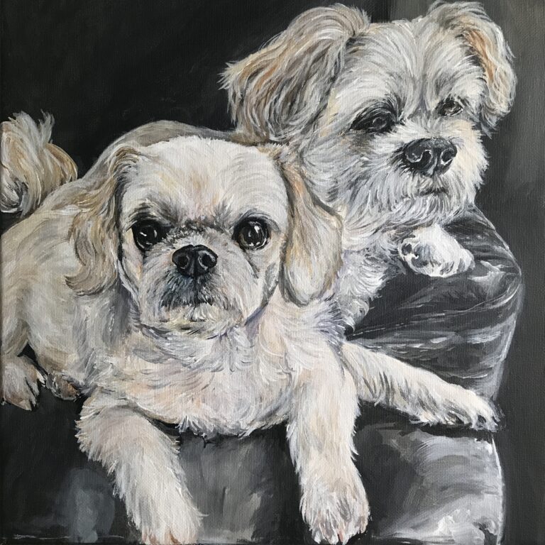 shitzu painting of two dogs