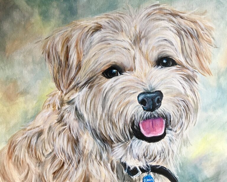 terrier mutt happy dog painting